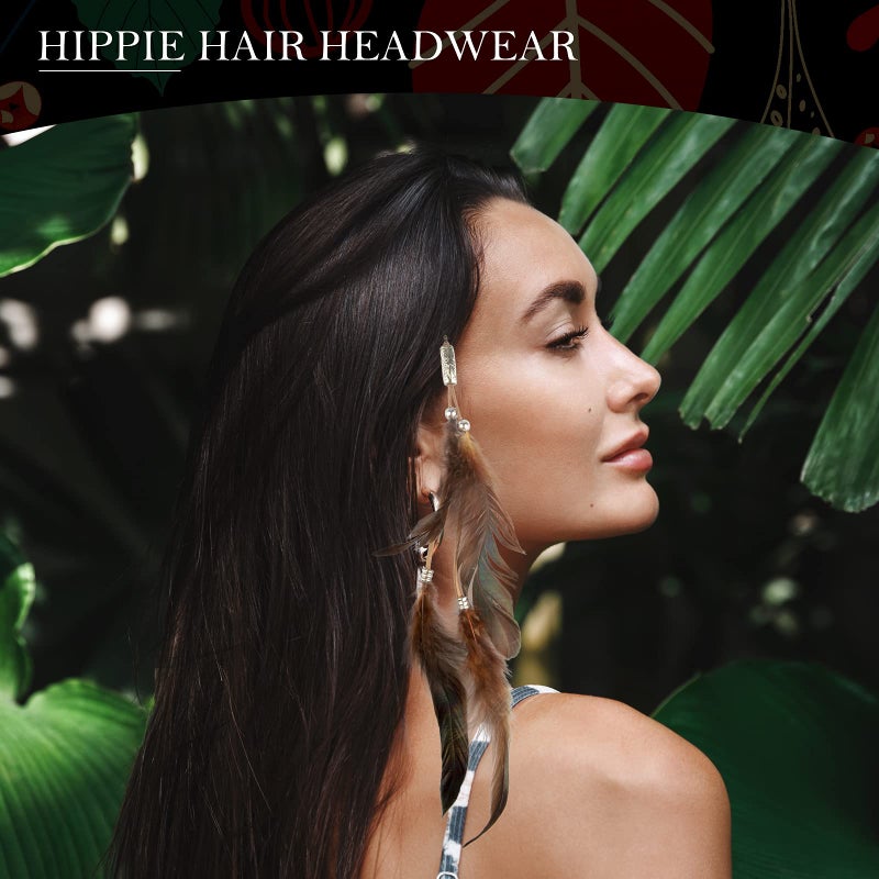 ICYANG Women Feather Hair Clips, Handmade Boho Hippie Hair Extensions with Clip Comb DIY Accessories Hairpin Headdress, Set of 3 - Image 4